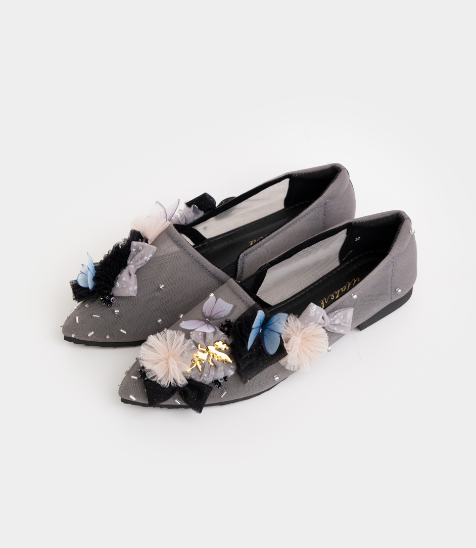 Katnis Night スリッポン ポインテッドトゥ ウィスパー グレー