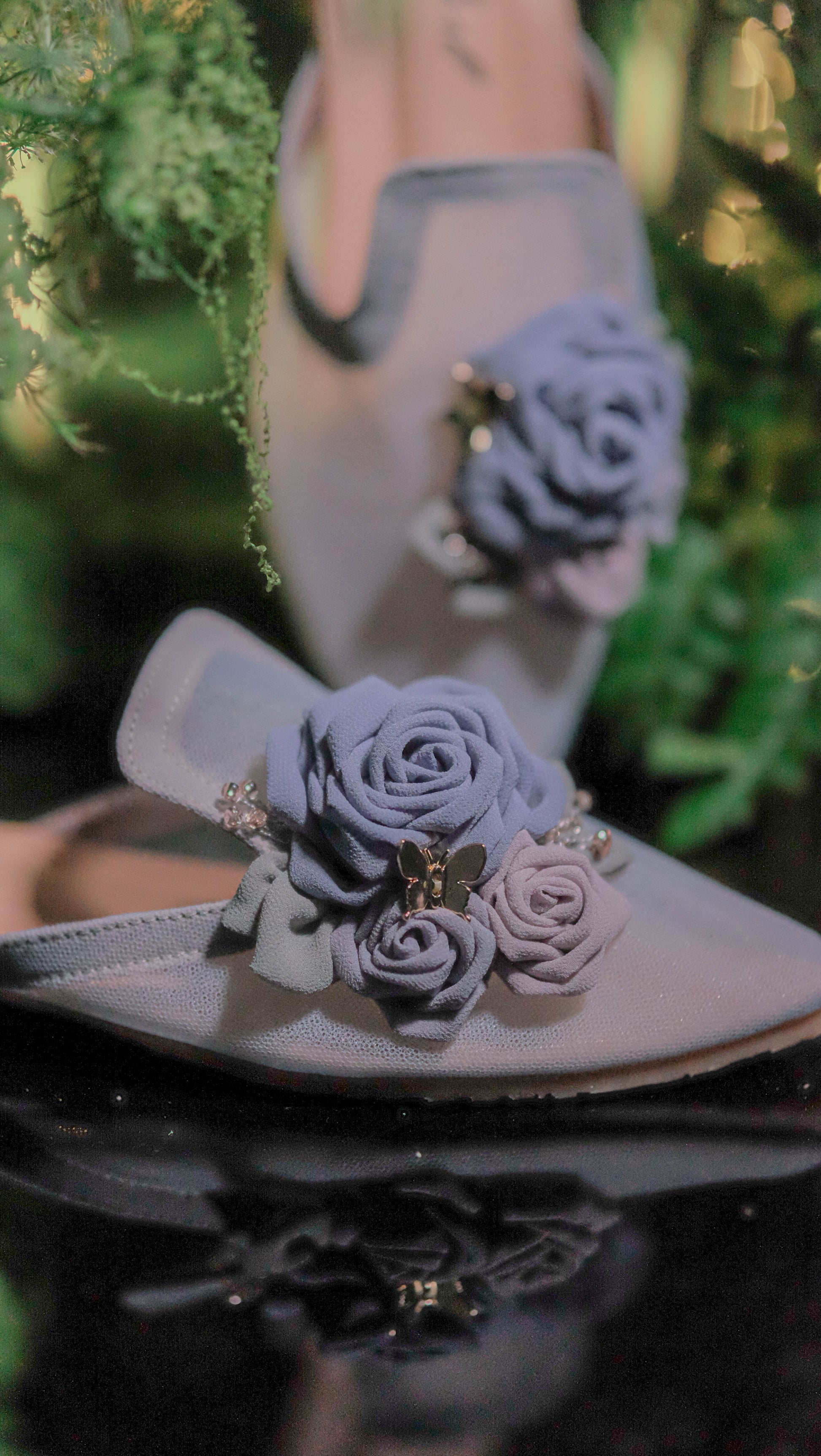 Hats Silver Satin Shoes And Matching Bag Embroidered Shoes Rose